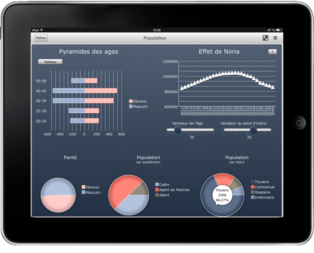 Tableau de bord Dashboards sur Ipad