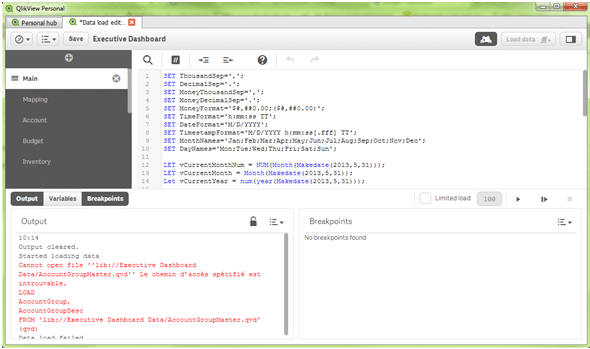 Chargement données Qlikview