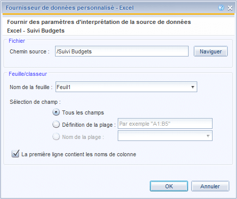 Propriétés Webi Excel