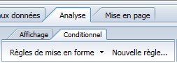 Menu HTML de création de mises en forme conditionnelles