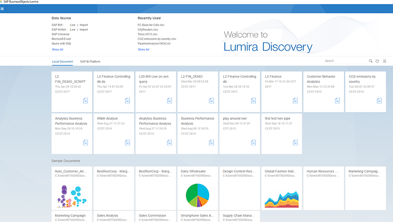 Interface Lumira Discovery