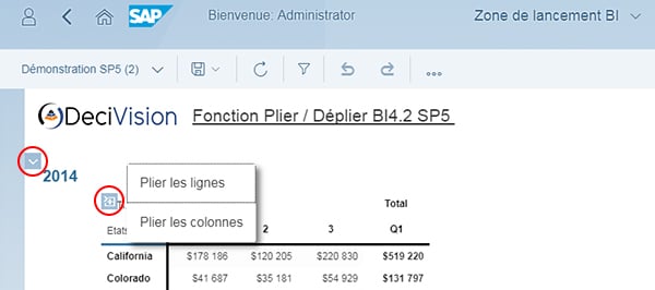 Fonction plier déplier en SP5