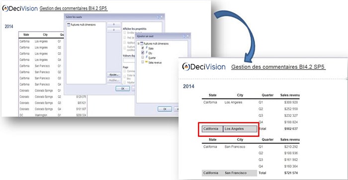 Rupture avec dimensions multiples en BI 4.2 SP5