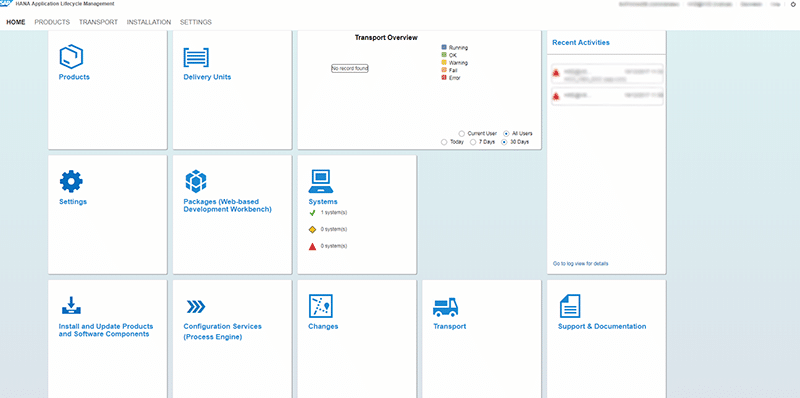 Lifecycle Management HANA Studio