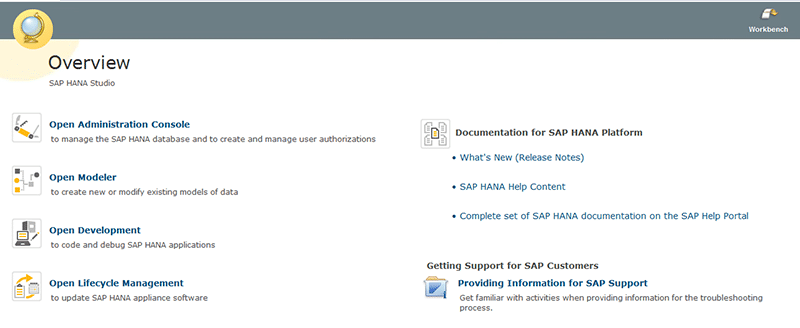 Overview SAP HANA Studio