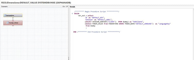 Script d'une vue de calcul SAP HANA