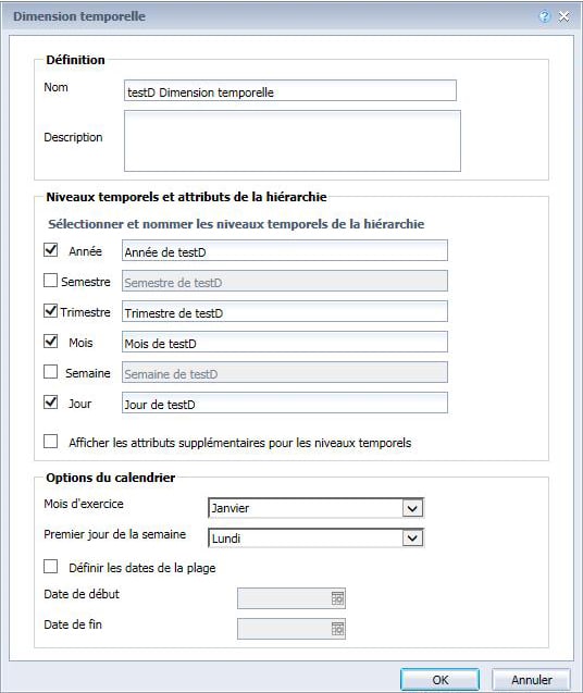 Paramétrage des dimensions temporelles SP6