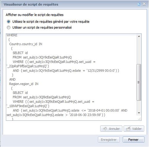 SQL généré par les BI Sets