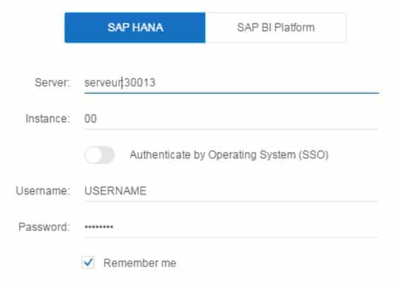 Connexion import HANA Lumira Discovery