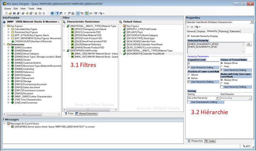 Hiérarchie et Filtres BEX Query Designer