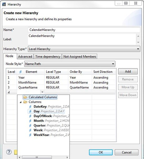 Création d'une hiérarchie dans SAP HANA Studio