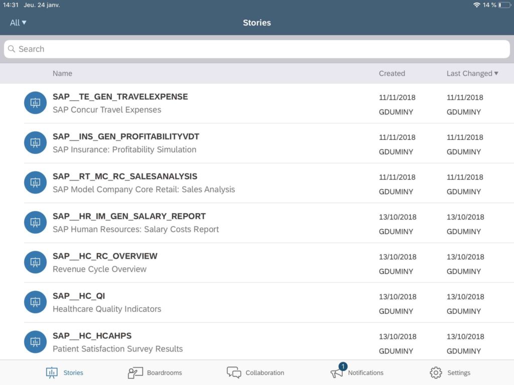 Mobilité SAP Analytics Cloud