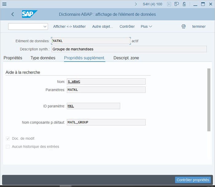 Activation de l'option Doc de Modif dans les propriétés SAP BW