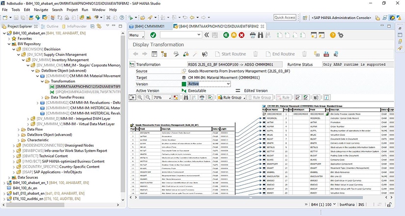 Interface Developpeurs de SAP BW/4HANA