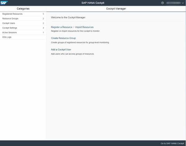 SAP HANA Cockpit Manager