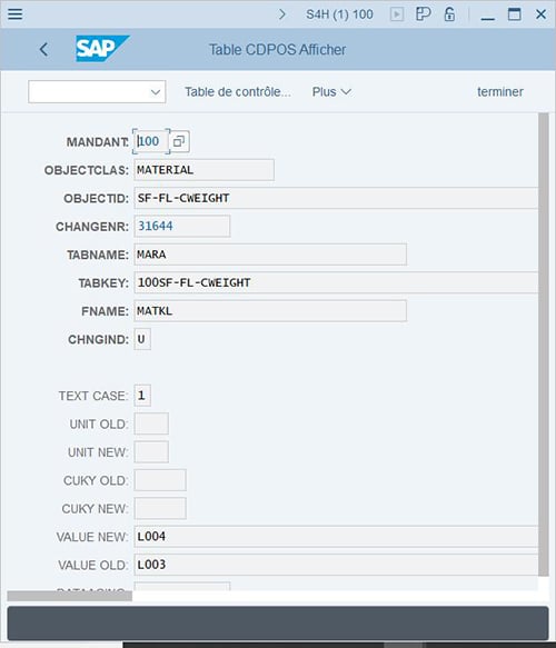 Tables CDHDR et CDPOS