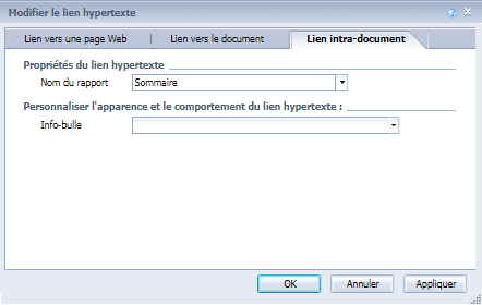 Lien intra-document dans Web Intelligence