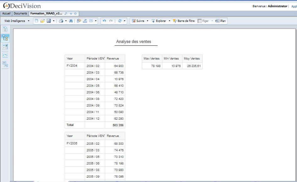 Rapport simple avec Web Intelligence