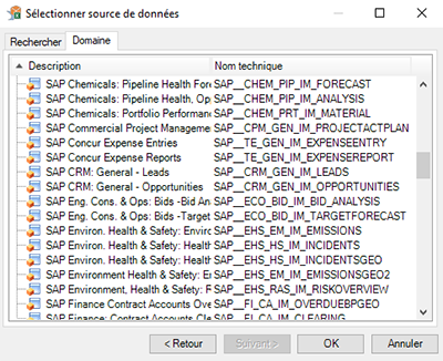 Sélection de la source de données