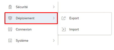 Menu Déploiement dans l'Administration SAC