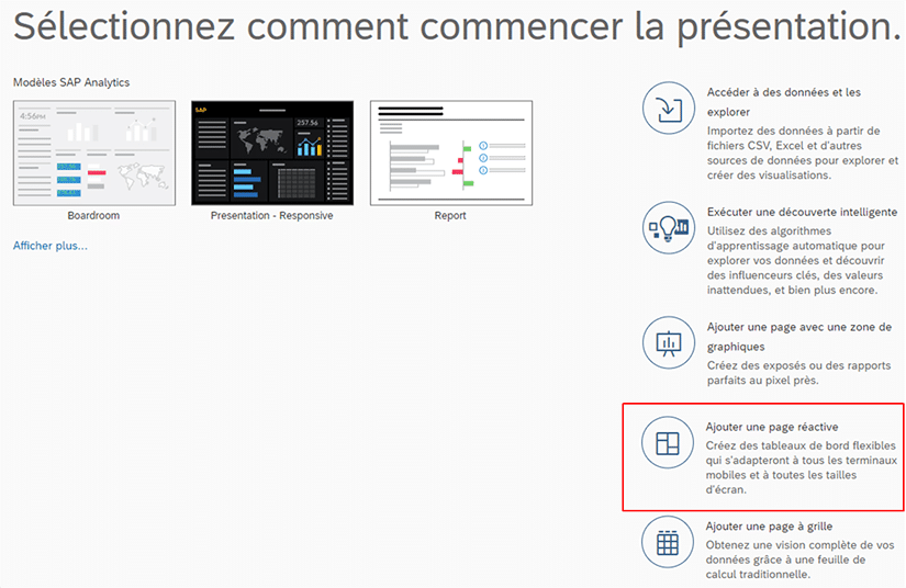 Création de présentation responsive sur SAP Analytics Cloud