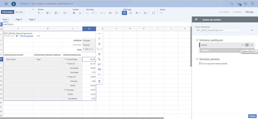 Modèle de planification SAP Analytics Cloud