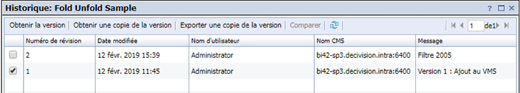 Récupération de la version d'un objet