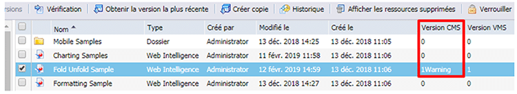 Vérification de la version BusinessObjects