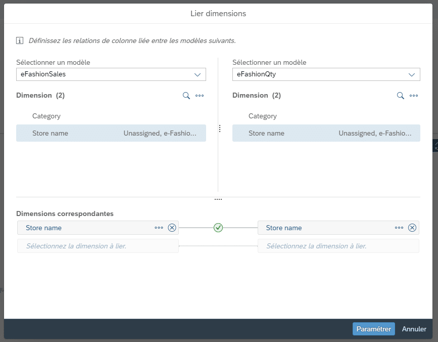 Liaison modèle SAP Analytics Cloud