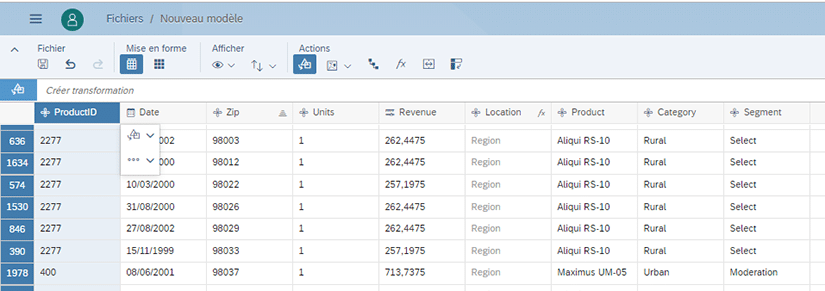 Modèle SAP Analytics Cloud combiné