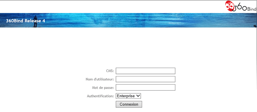 Interface de connexion 360Bind