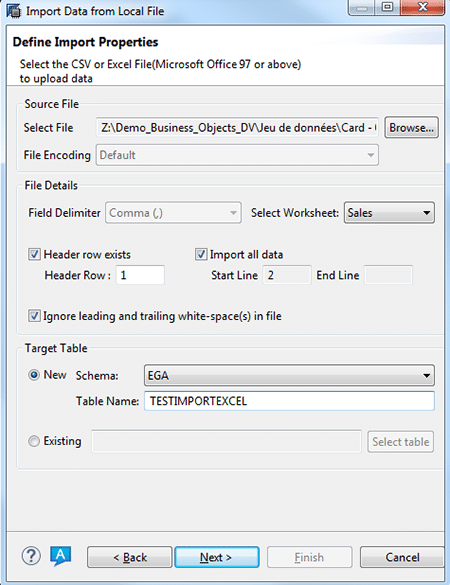 Deuxième étape intégration de fichiers plats sur SAP HANA