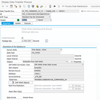 DTP Chargement Données Vue HANA