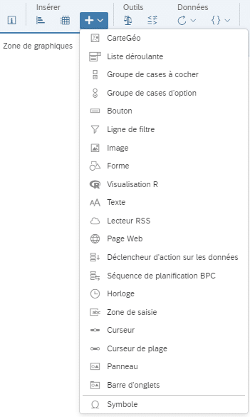 Liste avancée des visualisations disponibles dans SAP Application Design