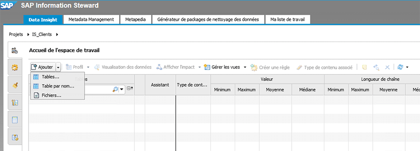 Ajout de la source de données sur Data Insight