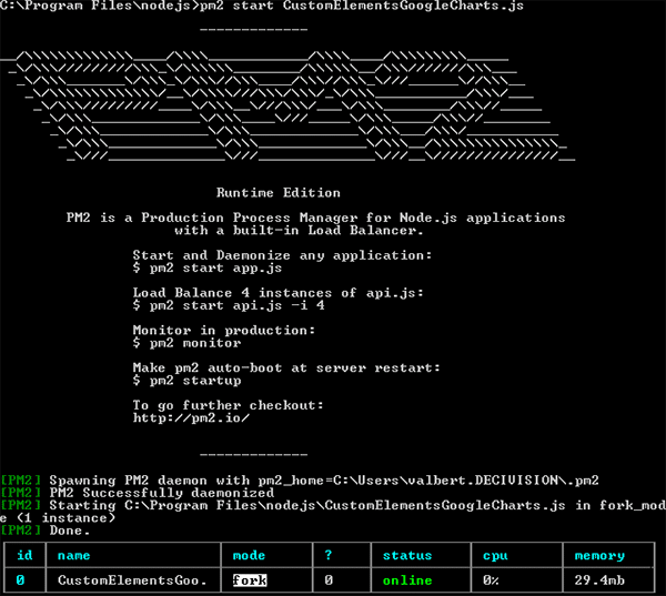 Lancement du service via PM2