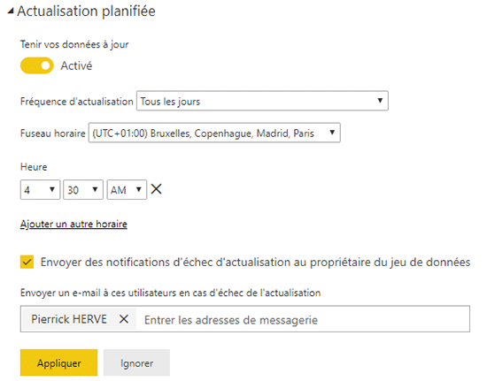 Planification des actualisations sur Power BI