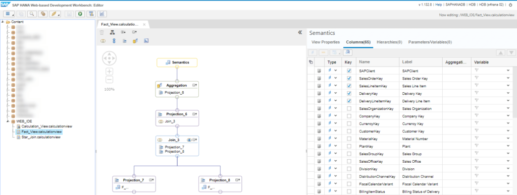 Editeur SAP HANA web Based Development Workbench