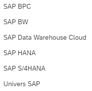Liste des connexions LIVE SAP Analytics Cloud