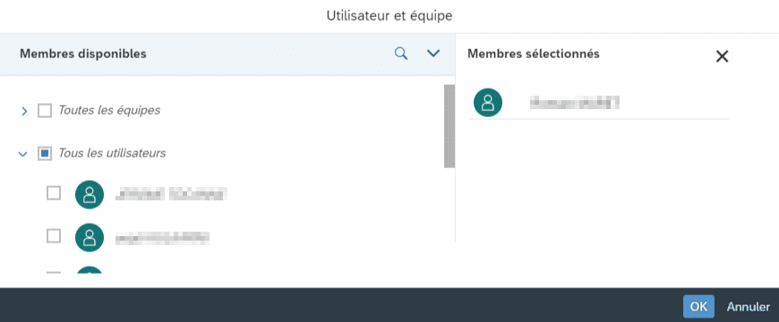 Utilisateurs et équipes SAP Analytics Cloud