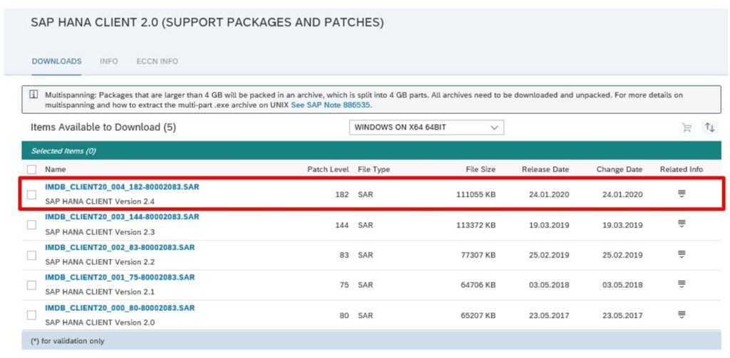 Installation ODBC HANA SAP