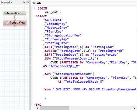 Calculation Engine d'une vue standard