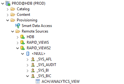 Listing des sources de données distantes