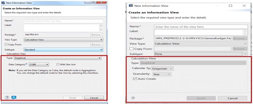 Type Standard et Time Calculation View