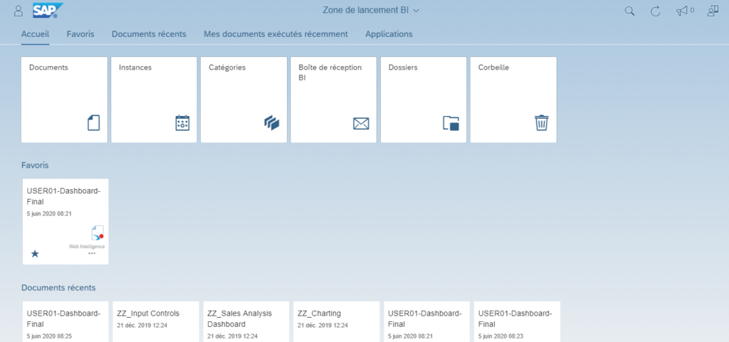 Interface FIORI SAP BI 4.3