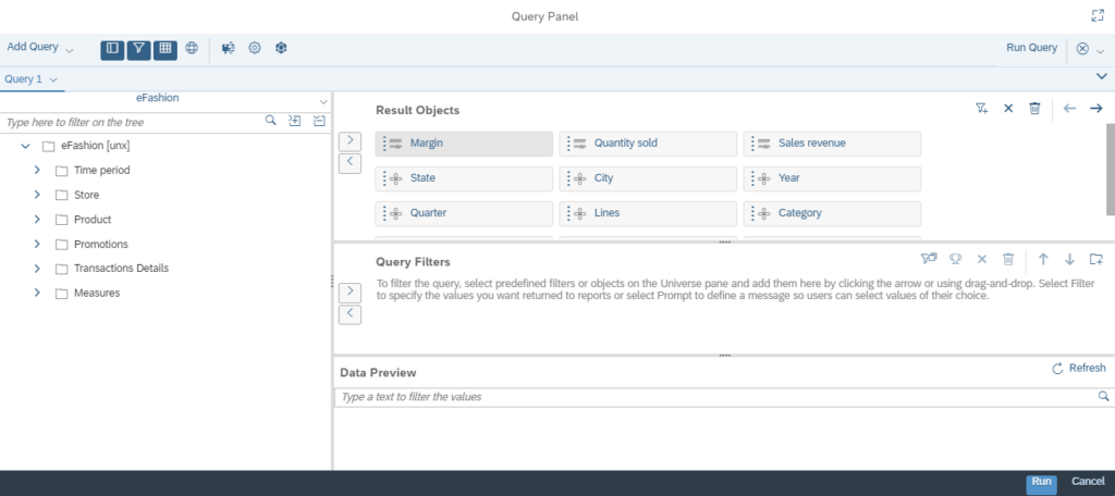 Interface BI 4.3 Conception de rapports Webi