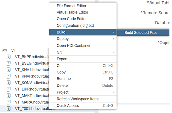 Build dans l'IDE HANA Cloud