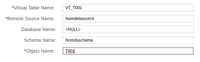 Configuration des champs de la table virtuelle