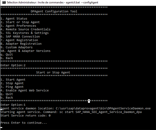 Configuration du data provisioning agent