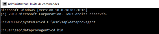 Configuration en ligne de commande du data provisioning agent